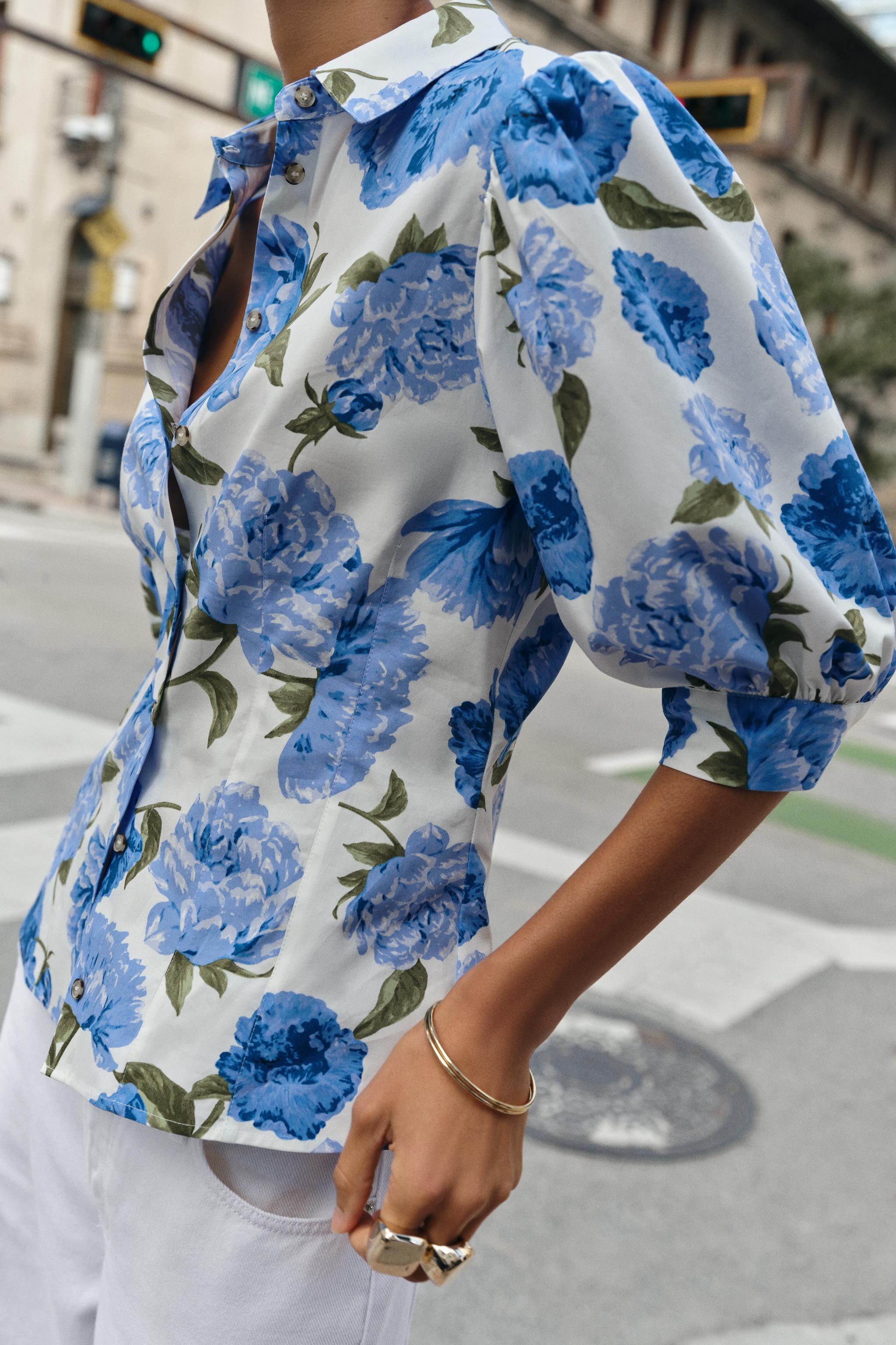 CHEMISE EN POPELINE À IMPRIMÉ FLORAL
